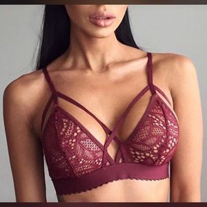 Sexy Maroon Lace Bralette